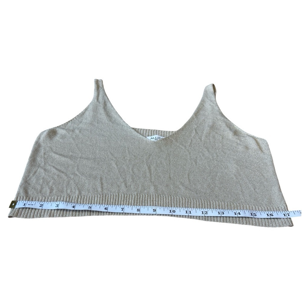 Allison New York Gold Shimmer Metallic Knit Crop Top - Small Petite - Picture 6 of 11